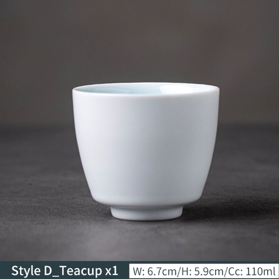 Style D white plain traditional Chinese ceramic tea cup 110ml