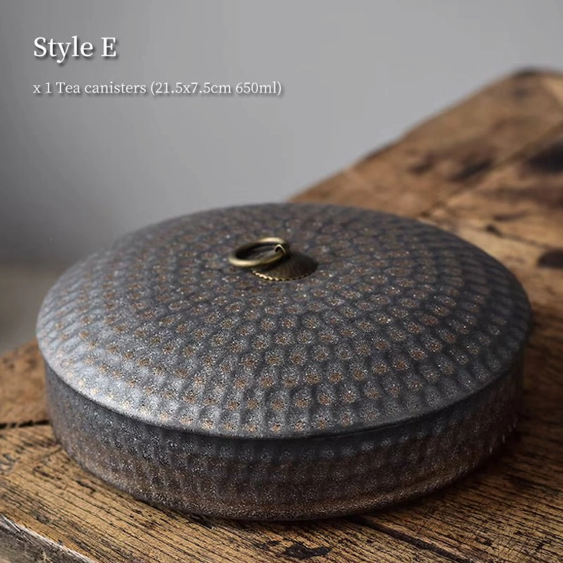 Style E dark gray with gold speckle ceramic tea storage canister