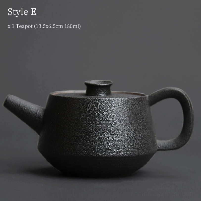 style e side handle black clay teapot 180ml with infuser