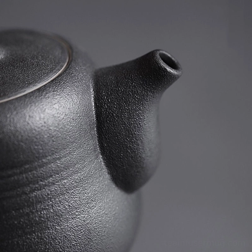 built-in multi-hole infuser filter on teapot spout