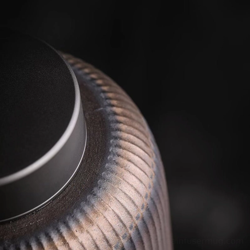 side view of textured ceramic tea storage canister body