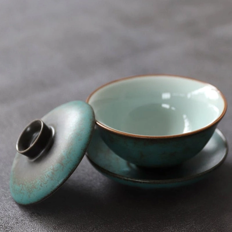 three sizes of vintage chinese gaiwan tea cup collection