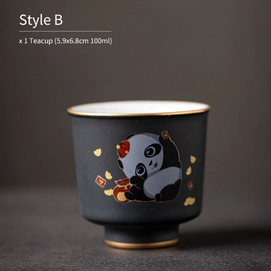 size comparison of all three styles of chinese deer panda ceramic tea cups