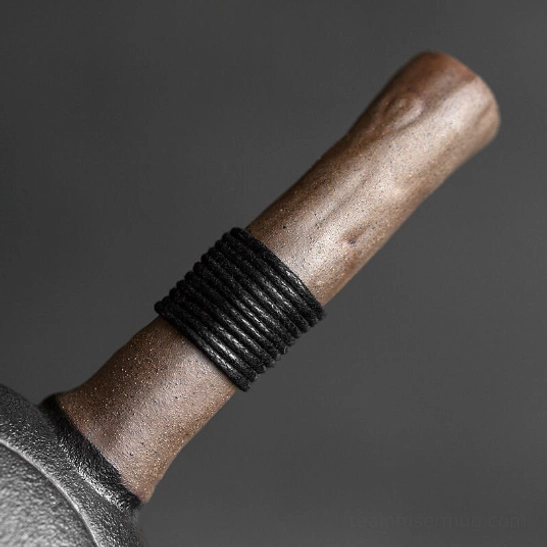 top view of black 220ml ceramic side handle teapot