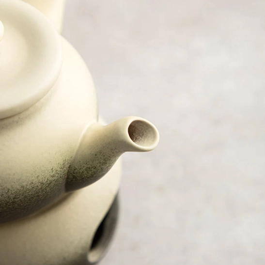 top view of gradient ceramic kyusu teapot showing opening