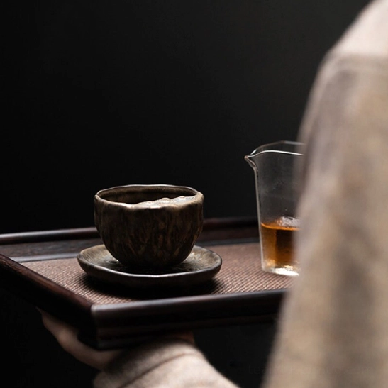 top view of lotus ceramic teapot opening