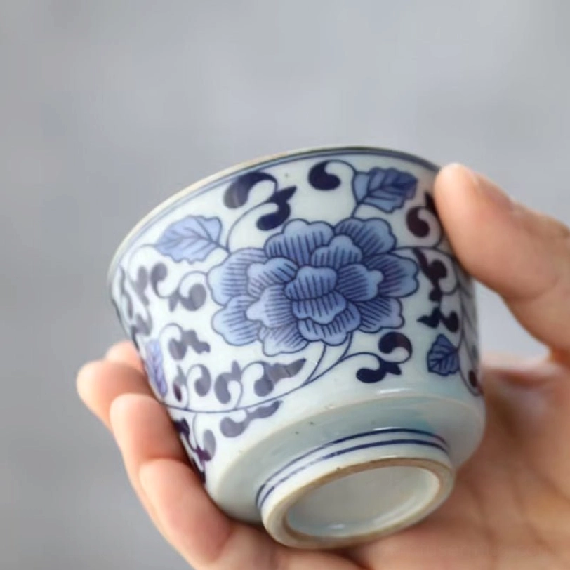 top view of opening of 80ml chinese ceramic tea cup