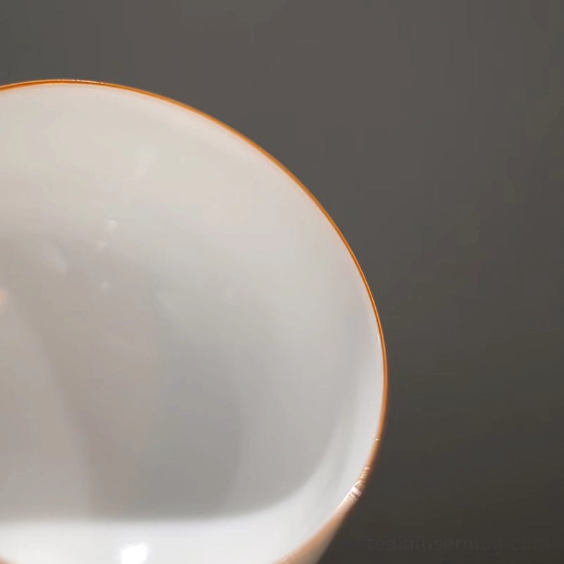 top view of white porcelain chinese gongfu tea cup opening