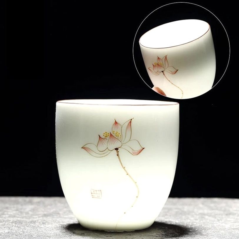 Translucent quality of fine porcelain Chinese Zen tea cup against light