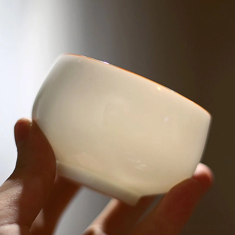 translucent white porcelain gongfu tea cup showing light through body