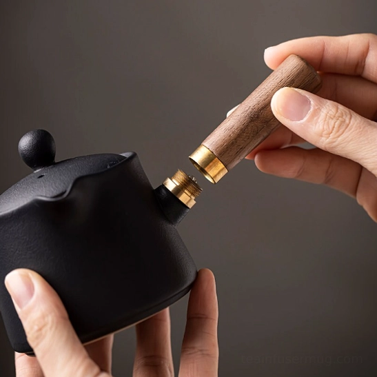 190ml travel tea set teapot with detached removable wooden handle