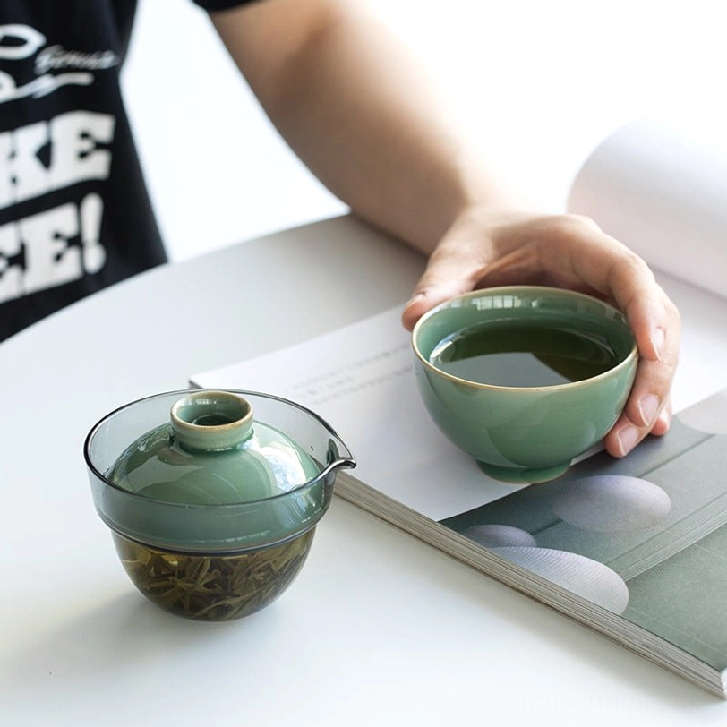 Nesting travel tea set components showing compact space saving design