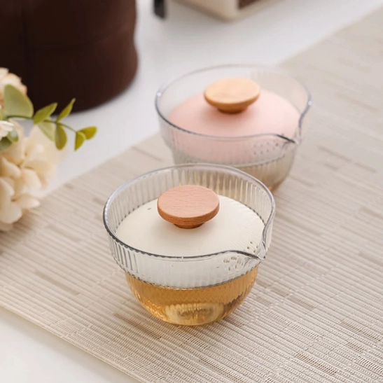 travel tea set compactly packed into faux leather drawstring carrying bag