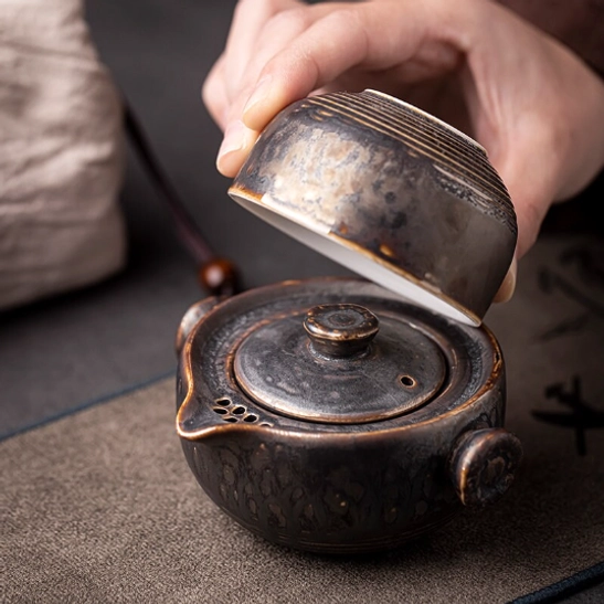 Inner white wall of travel tea set teacup