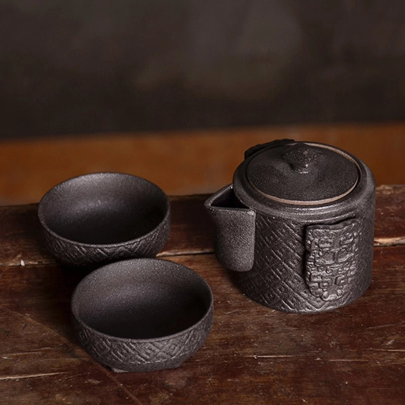 open teapot built-in filter for travel tea set