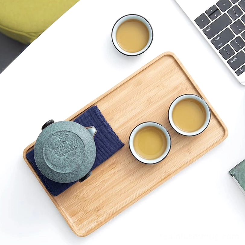 Textured ceramic surface of travel tea set tasting cup
