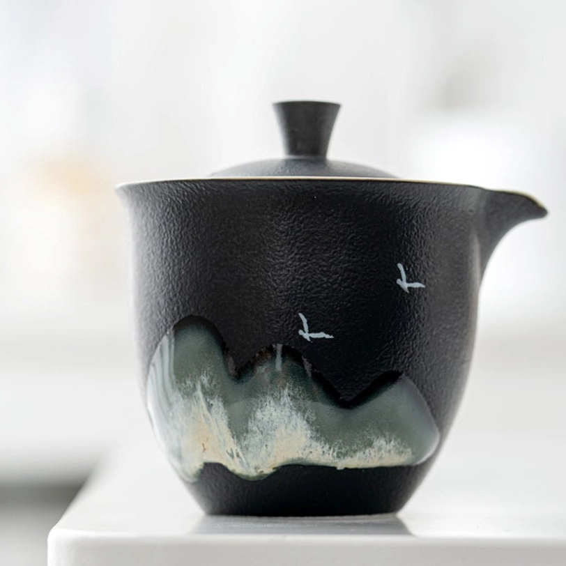 three 35ml white ceramic teacups for 200ml travel tea set