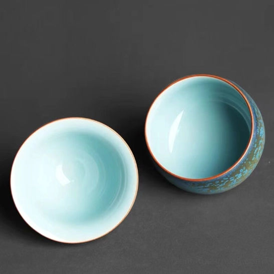 Group display of two style options for Jun Kiln ceramic tea cups