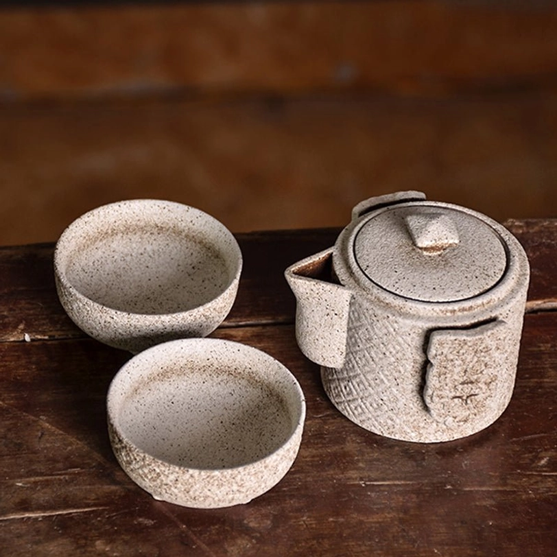 two teacups of 250ml ceramic travel tea set