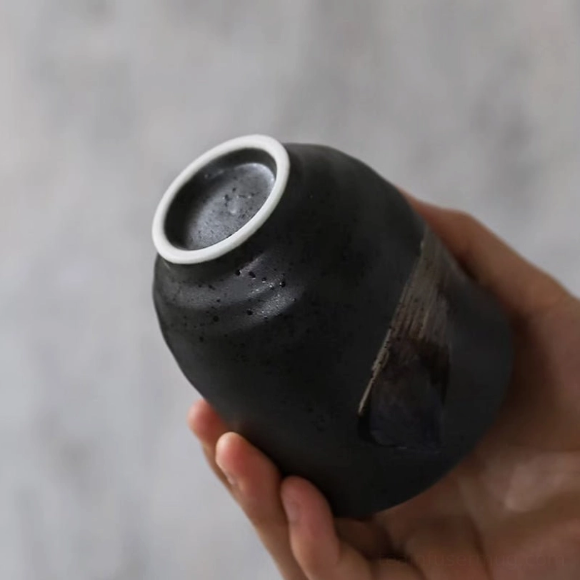 two japanese ceramic tea cups blue and black 170ml