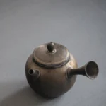 front view of 160ml vintage bronze side handle ceramic teapot
