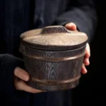 front view vintage ceramic loose tea storage canister