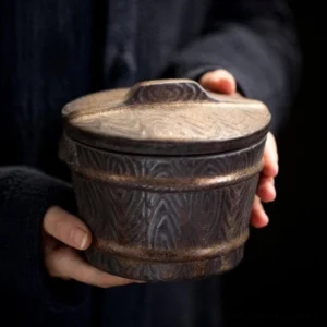 front view vintage ceramic loose tea storage canister