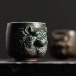 vintage chinese ceramic 3d tiger relief tea cup 180ml