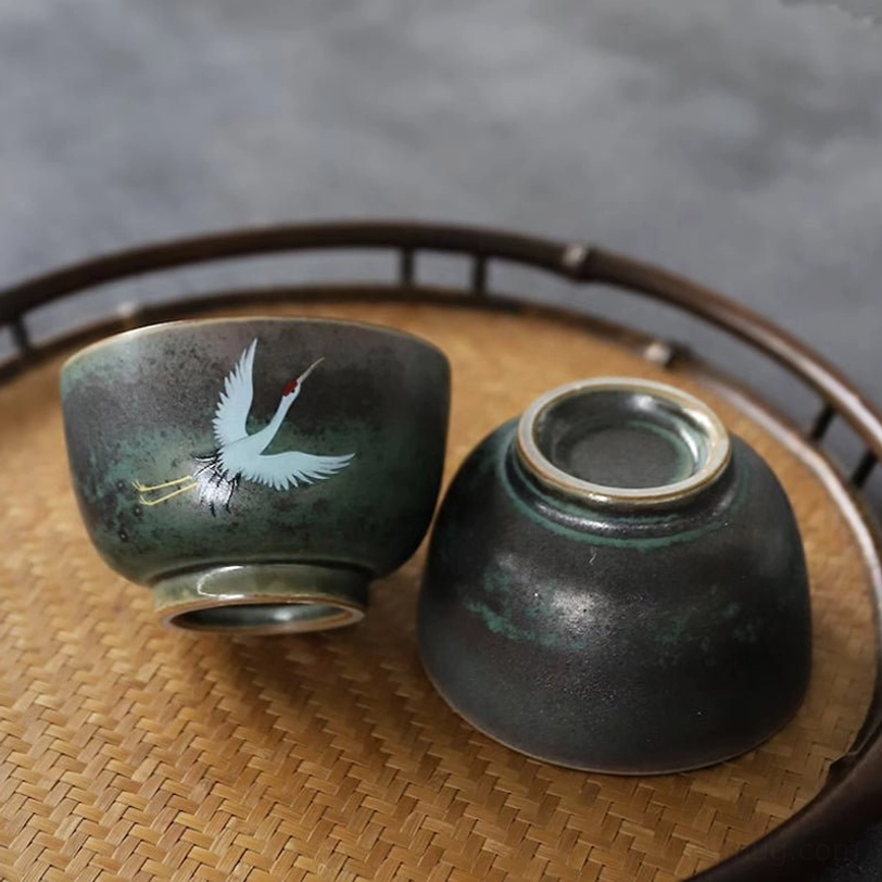 2.4oz small chinese crane tea cup for kung fu tea tasting