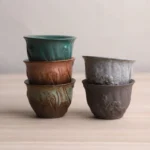 full collection of vintage embossed floral chinese tea cups