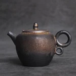full side view of 125ml vintage gilded ceramic teapot
