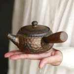 vintage 250ml japanese side handle clay teapot full product view