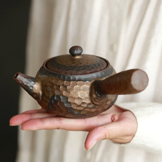vintage 250ml japanese side handle clay teapot full product view