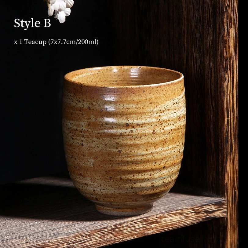 style b 200ml vintage Japanese tea cup warm brown yellow