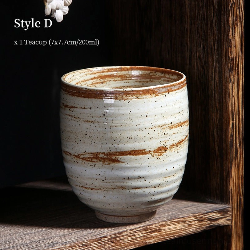 style d 200ml vintage Japanese tea cup off white with brown speckles