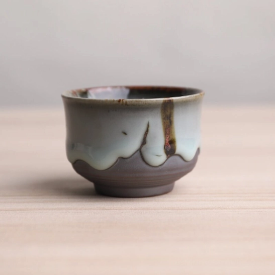 style a wabi-sabi japanese tea cup red white glaze