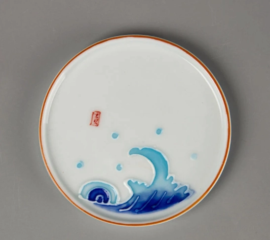 Wave design ceramic tea cup saucer for modern Chinese tea set