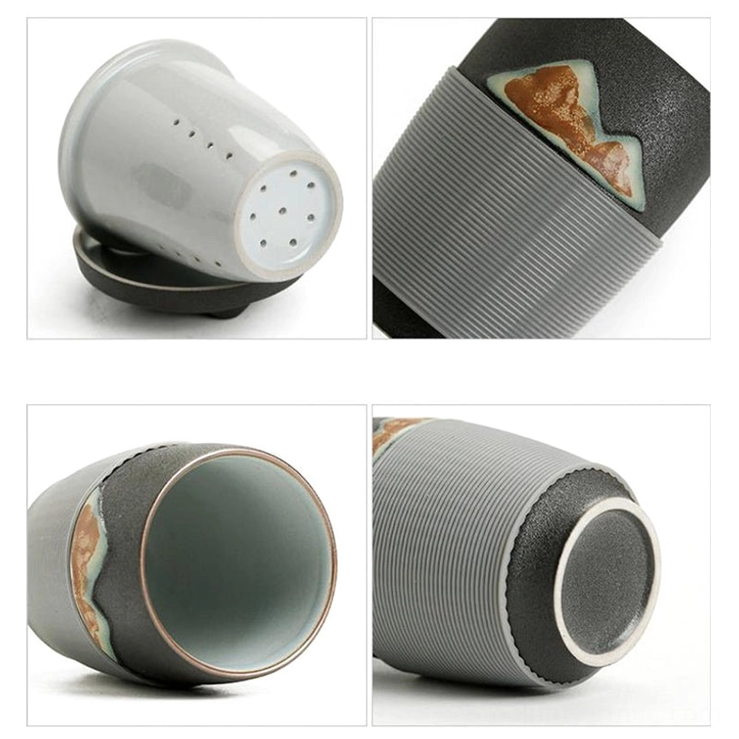 white 3d mountain loose leaf tea infuser mug with infuser and lid