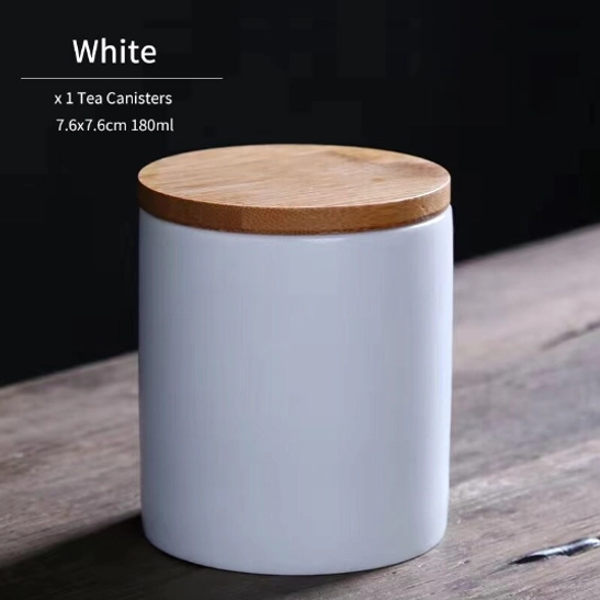 White color variant of airtight ceramic tea storage container