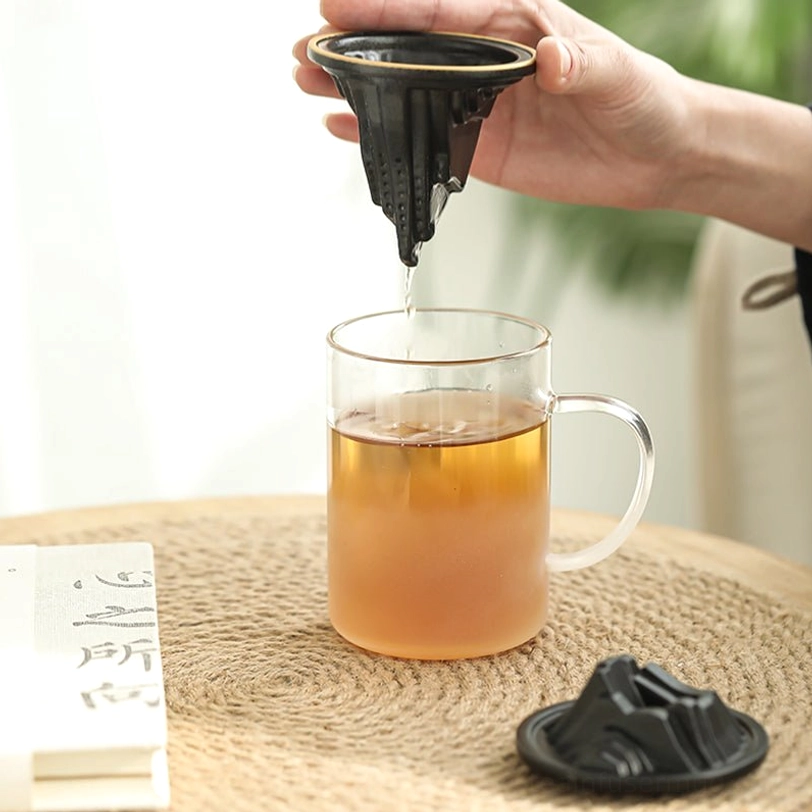 white ceramic infuser and lid variant for mountain glass tea infuser mug