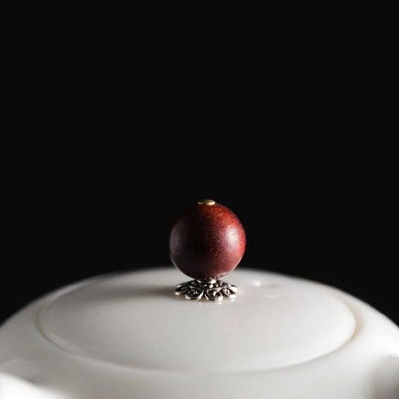 back view of white ceramic kyusu teapot showing 190ml size and smooth ceramic finish