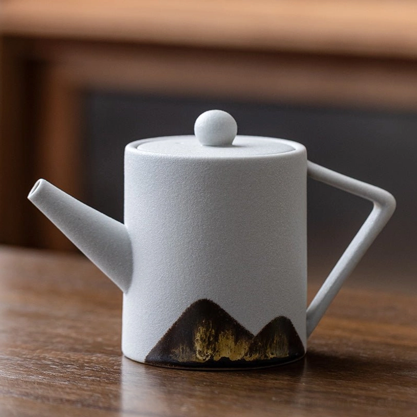 white japanese mountain ceramic teapot with built-in infuser 170ml