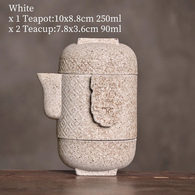 white speckled ceramic travel tea set 250ml