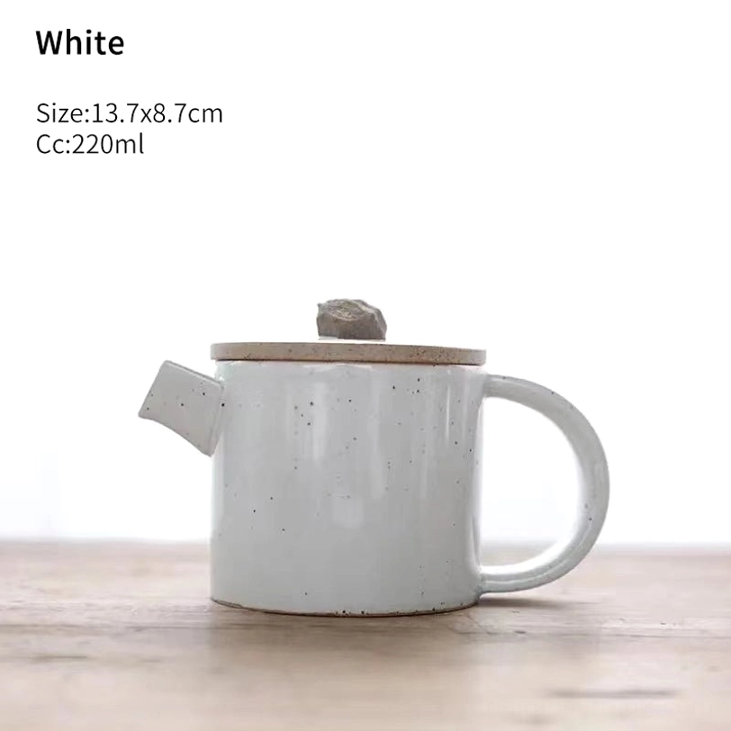 white speckled side handle ceramic teapot with infuser 220ml
