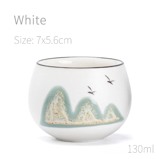 white variant ceramic mountain bird gongfu tea cup