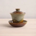 300ml wood-fired crackle glaze gaiwan tea cup side view