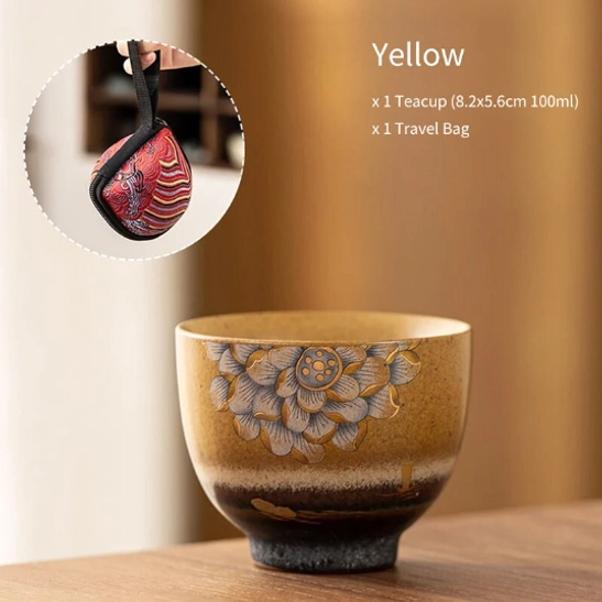 yellow variant ceramic lotus tea cup