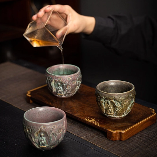 Zen style Buddha ceramic tea cup for traditional Chinese tea ceremony