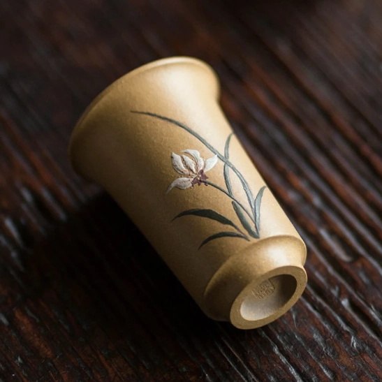 side view of 50ml zisha purple clay tea cup